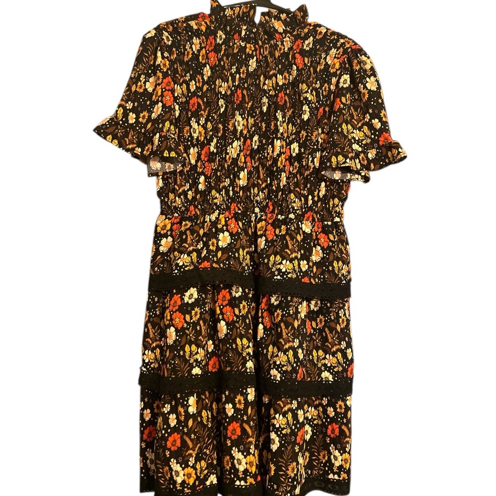 Simply Southern Floral Ruffle Dress Size L - Picture 5 of 5